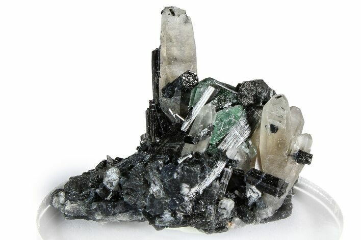 Black Tourmaline (Schorl) w/ Smoky Quartz & Fluorite - Namibia #361690
